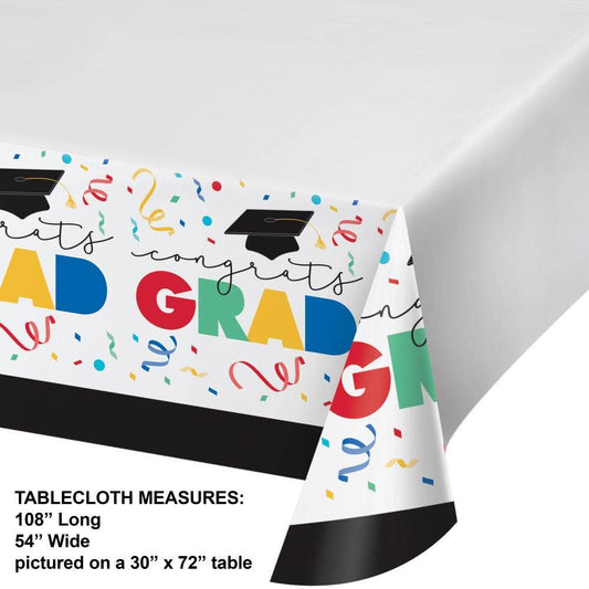 Grad Cap Toss Paper Tablecover, 54" x 102", 1/Pkg