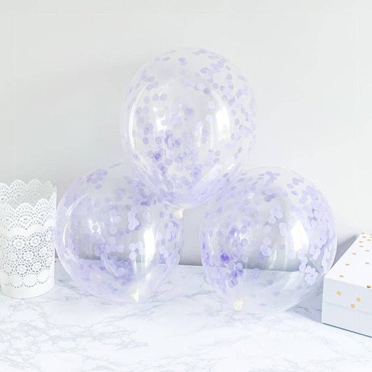 Lavendar Confetti Filled Latex Balloon 5pk