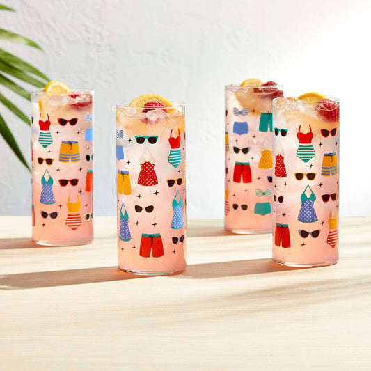 Libbey Vintage Swimsuits Cooler Glasses, 16-ounce