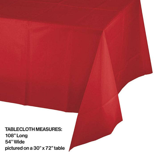 Classic Red Value Friendly Plastic Table Cover, 1/Pkg