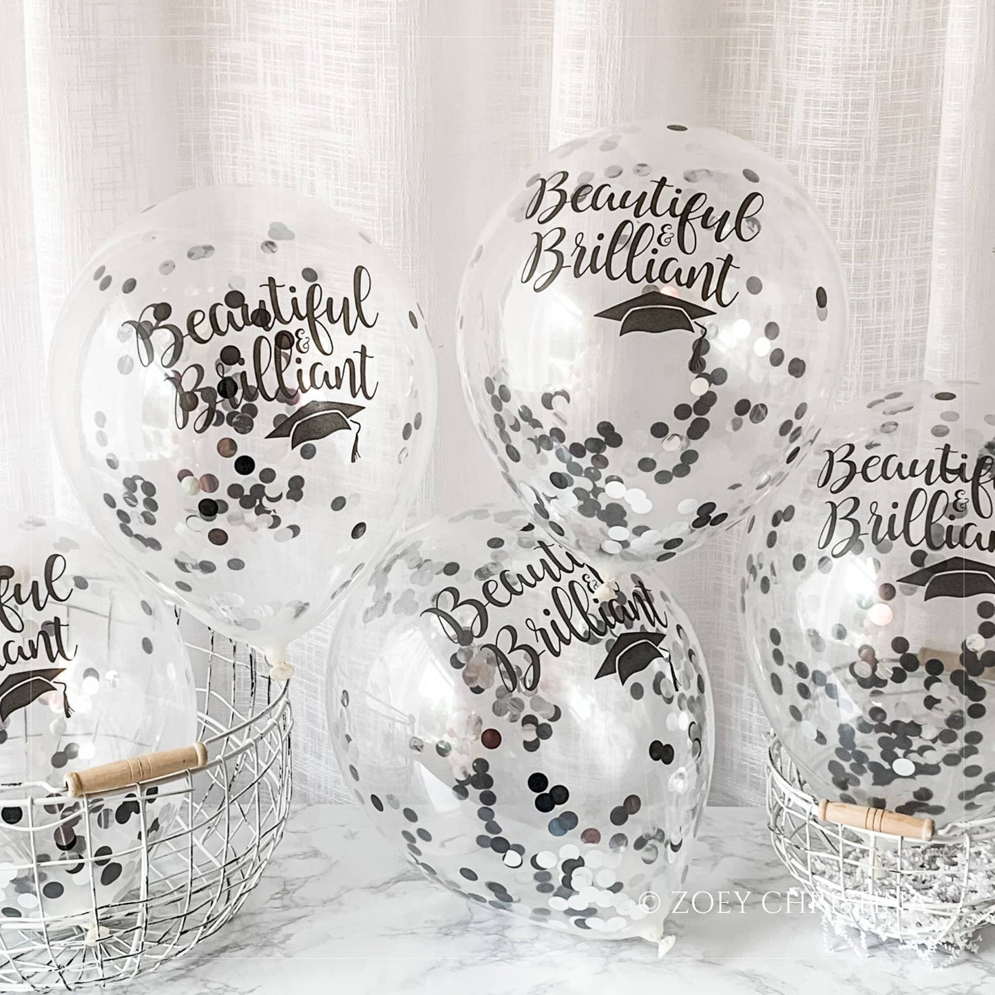 Beautiful & Brilliant Confetti Filled Balloons, 5pk