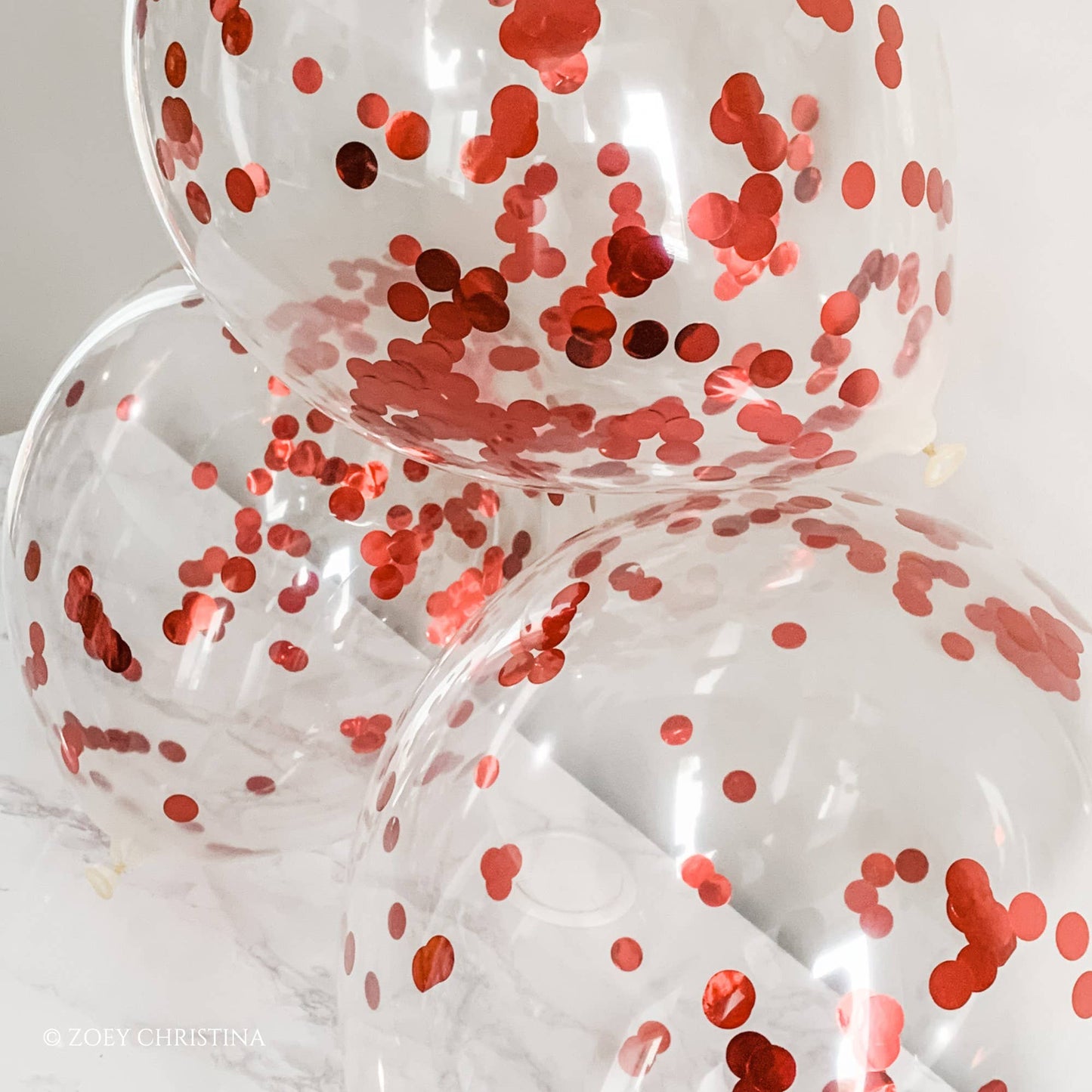 Red Confetti Filled Latex Balloon - 5pk