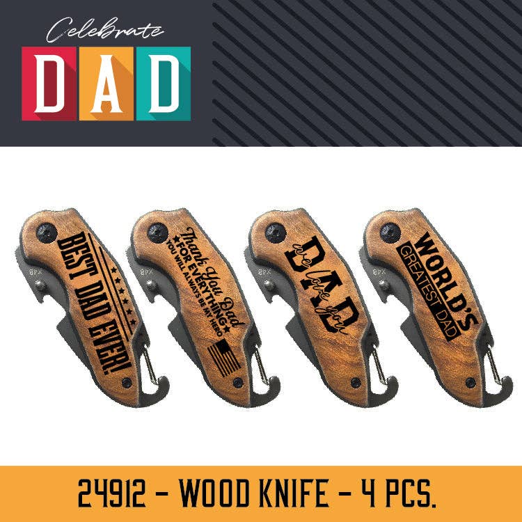 Pocket Knife Wood Handle Father's Day