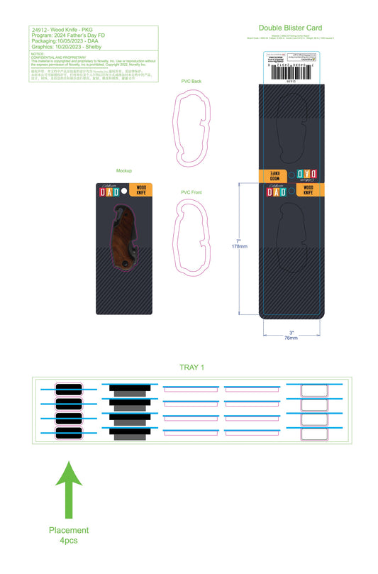 Pocket Knife Wood Handle Father's Day