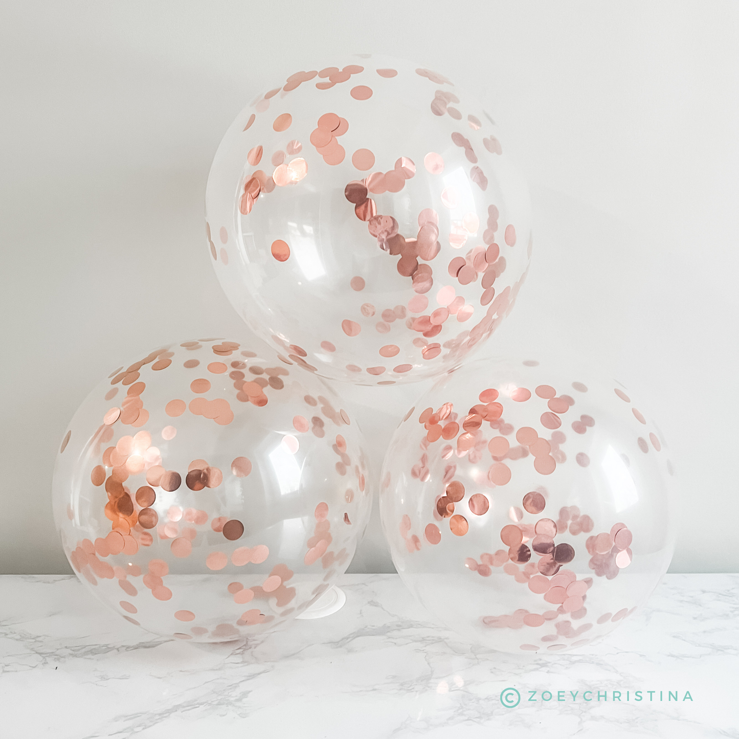 Rose Gold Confetti Filled Latex Balloon, 5pk