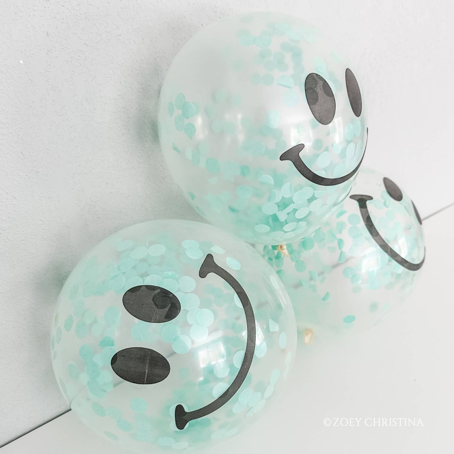 12 Inch Smiley Face Confetti Filled Latex Balloons: Yellow 5pk