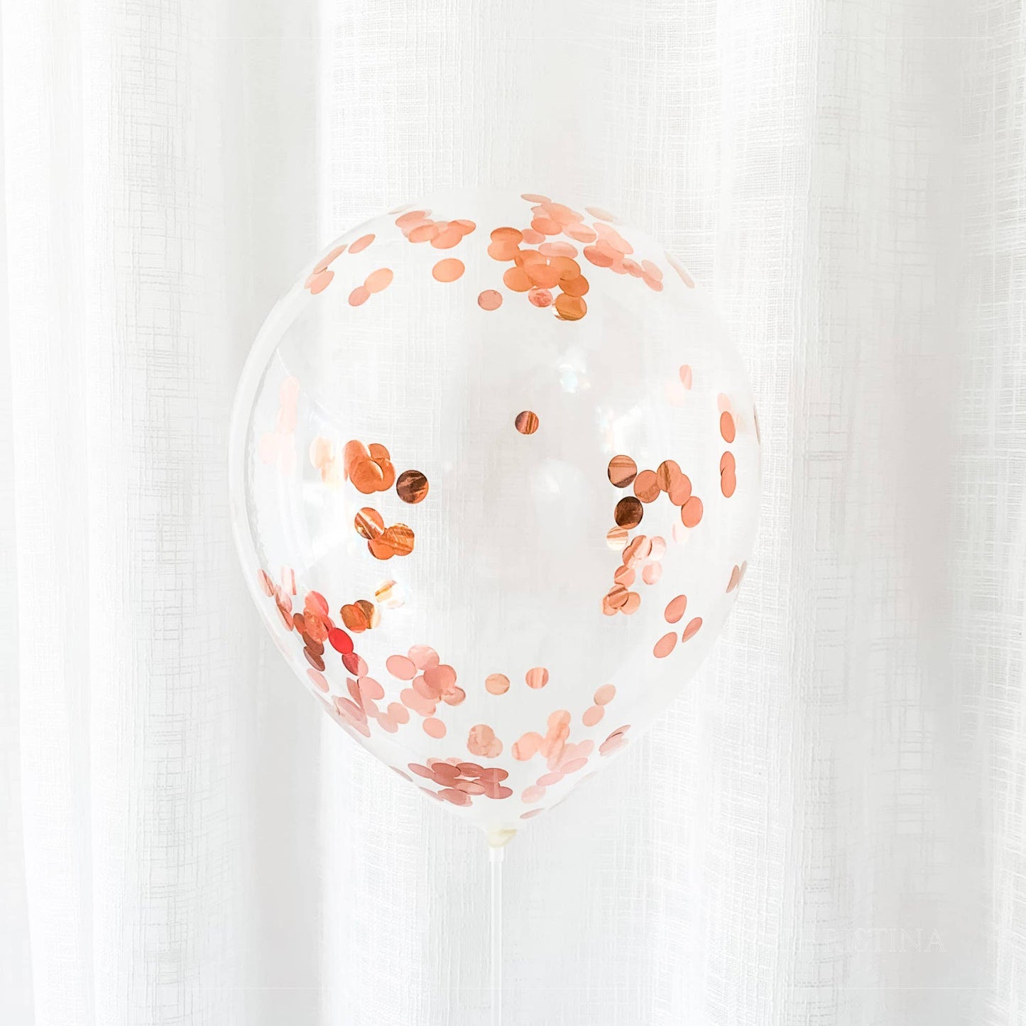 Rose Gold Confetti Filled Latex Balloon, 5pk