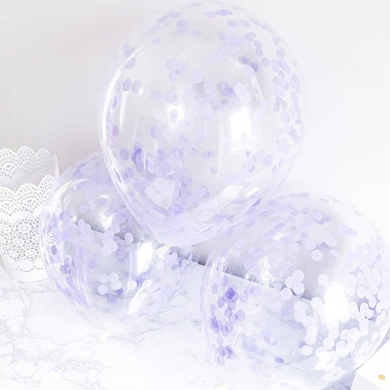Lavendar Confetti Filled Latex Balloon 5pk