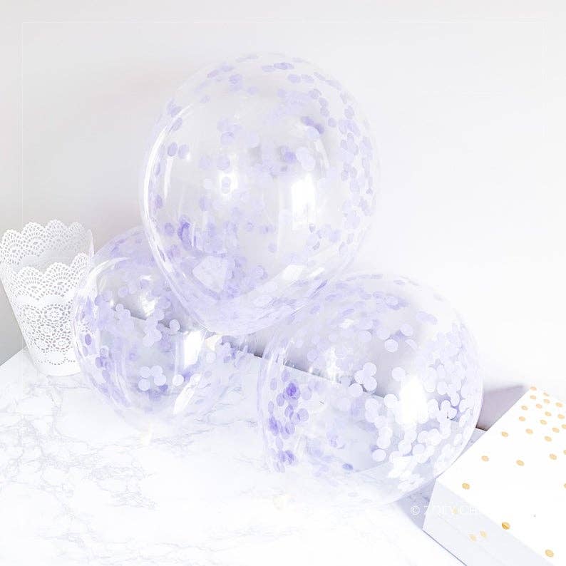 Lavendar Confetti Filled Latex Balloon 5pk