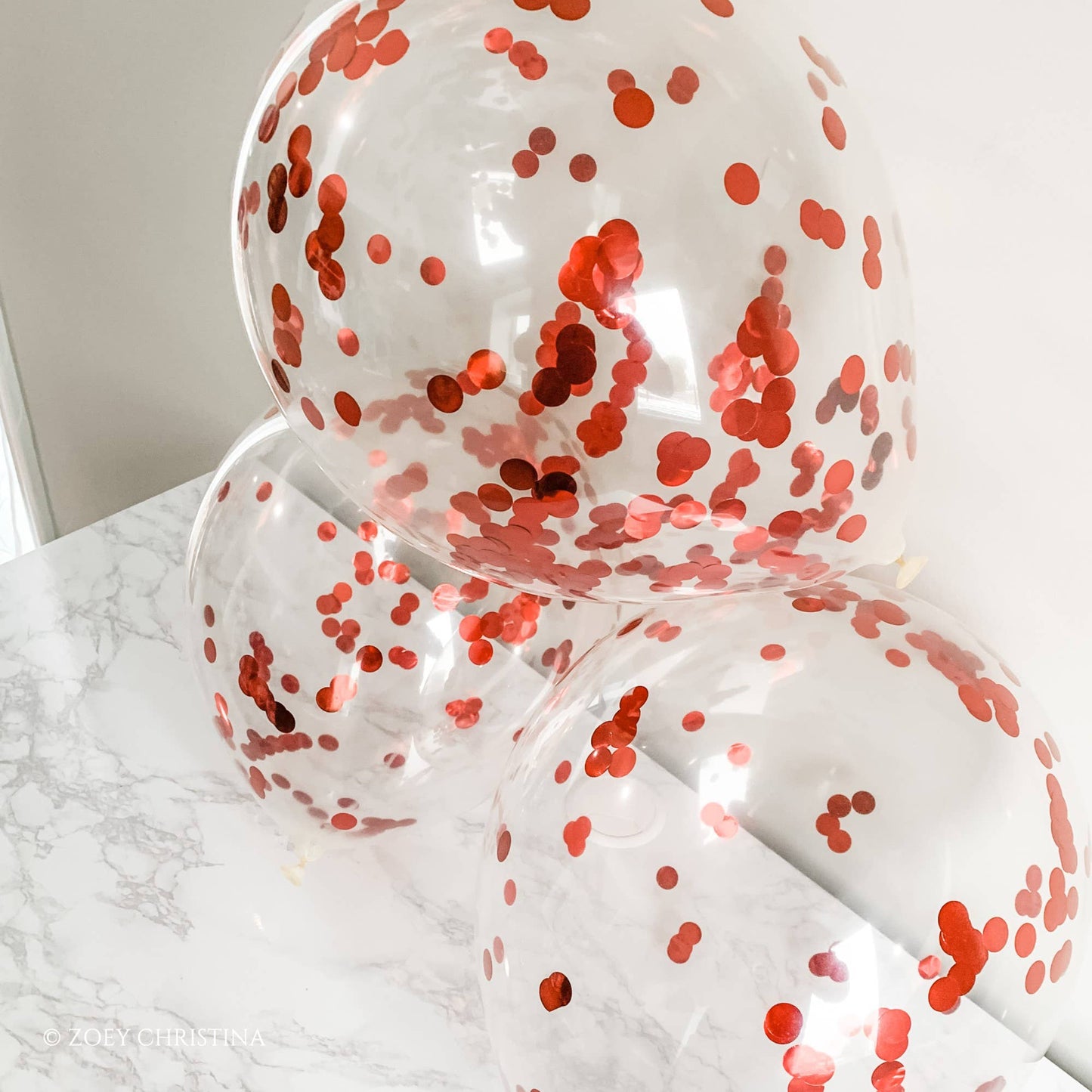 Red Confetti Filled Latex Balloon - 5pk