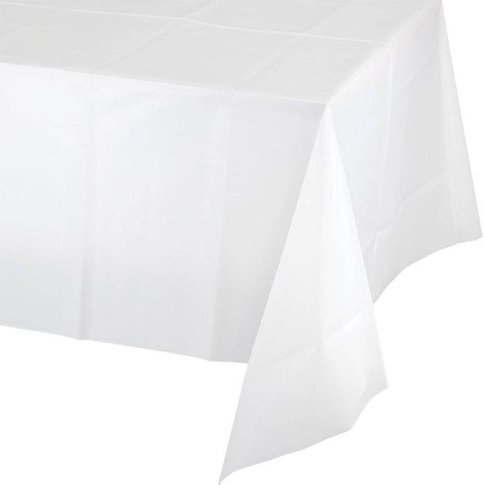 White Plastic Table Covers 54 inch x 108 inch, 1/Pkg