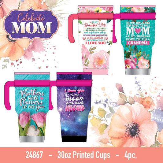 Insulated 30 oz Cup with Handle Mom Theme