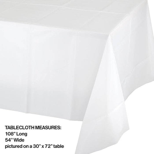 White Plastic Table Covers 54 inch x 108 inch, 1/Pkg