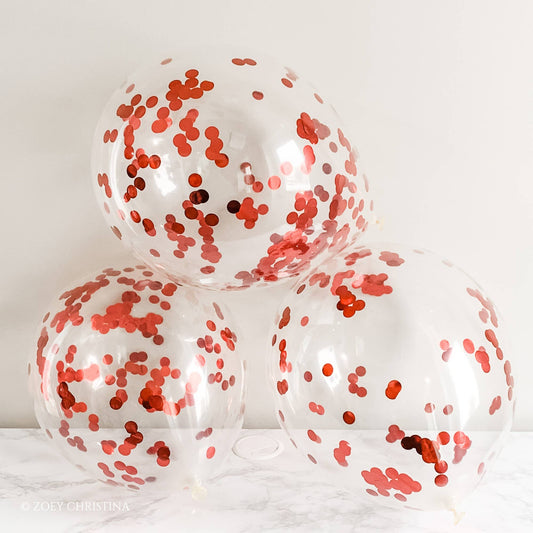 Red Confetti Filled Latex Balloon - 5pk