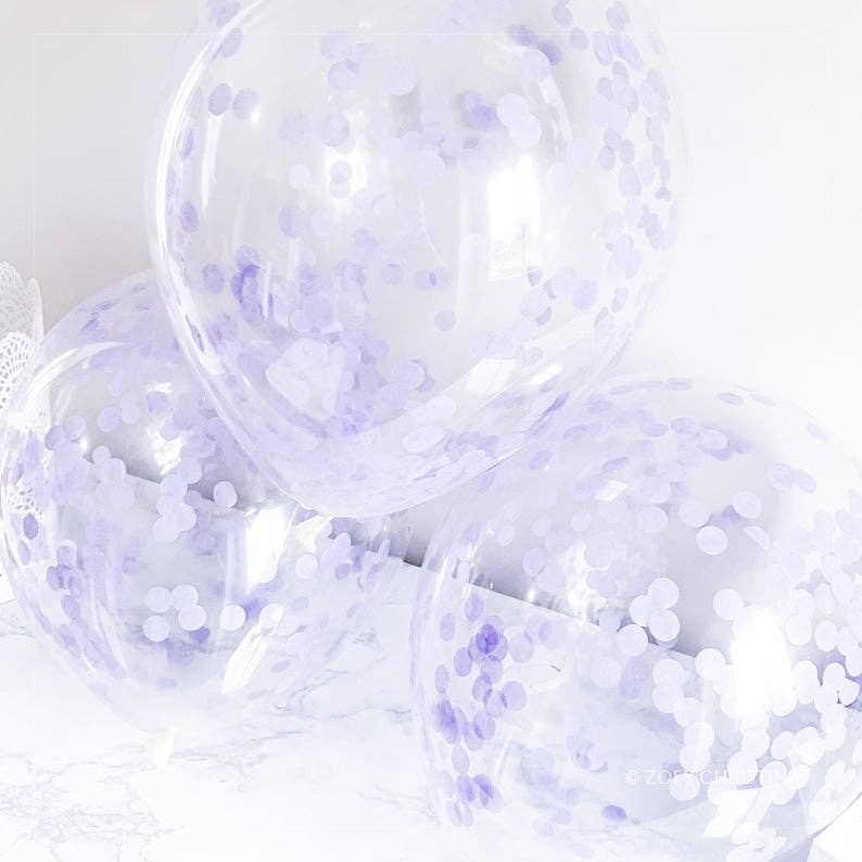 Lavendar Confetti Filled Latex Balloon 5pk