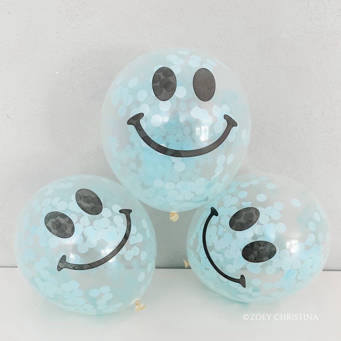 12 Inch Smiley Face Confetti Filled Latex Balloons: Yellow 5pk