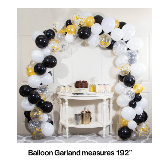 Black and White and Gold Balloon Arch Kit