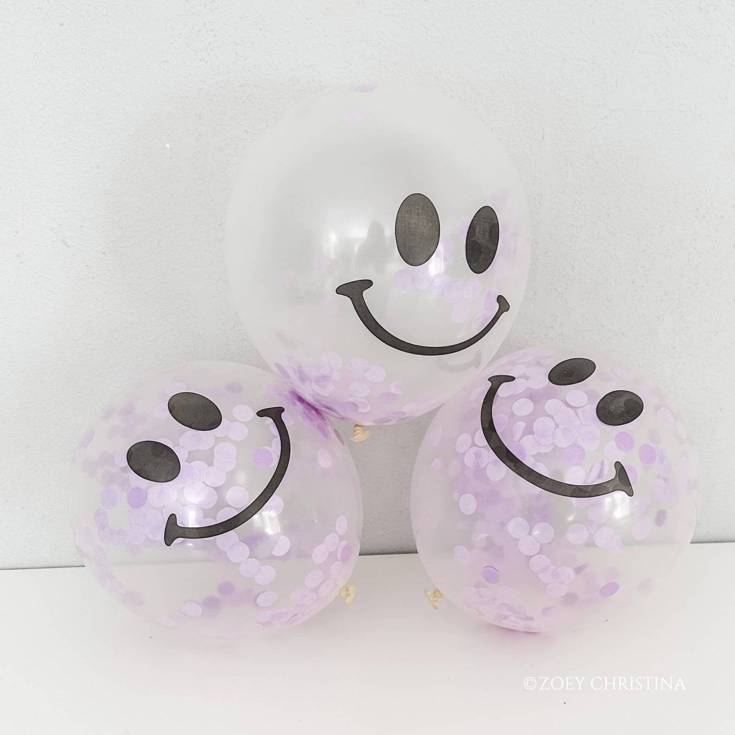 12 Inch Smiley Face Confetti Filled Latex Balloons: Yellow 5pk