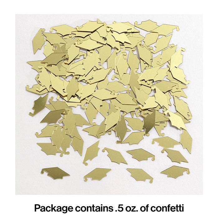 Gold Mortarboard Graduation Confetti, 0.5 Ounce Package