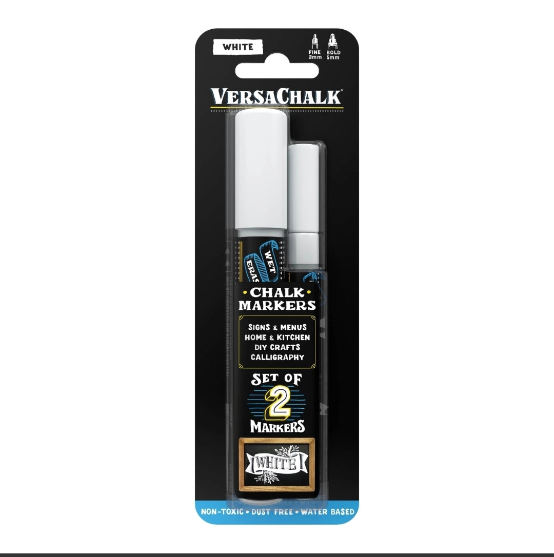 White Chalk Marker 2pc Combo Set