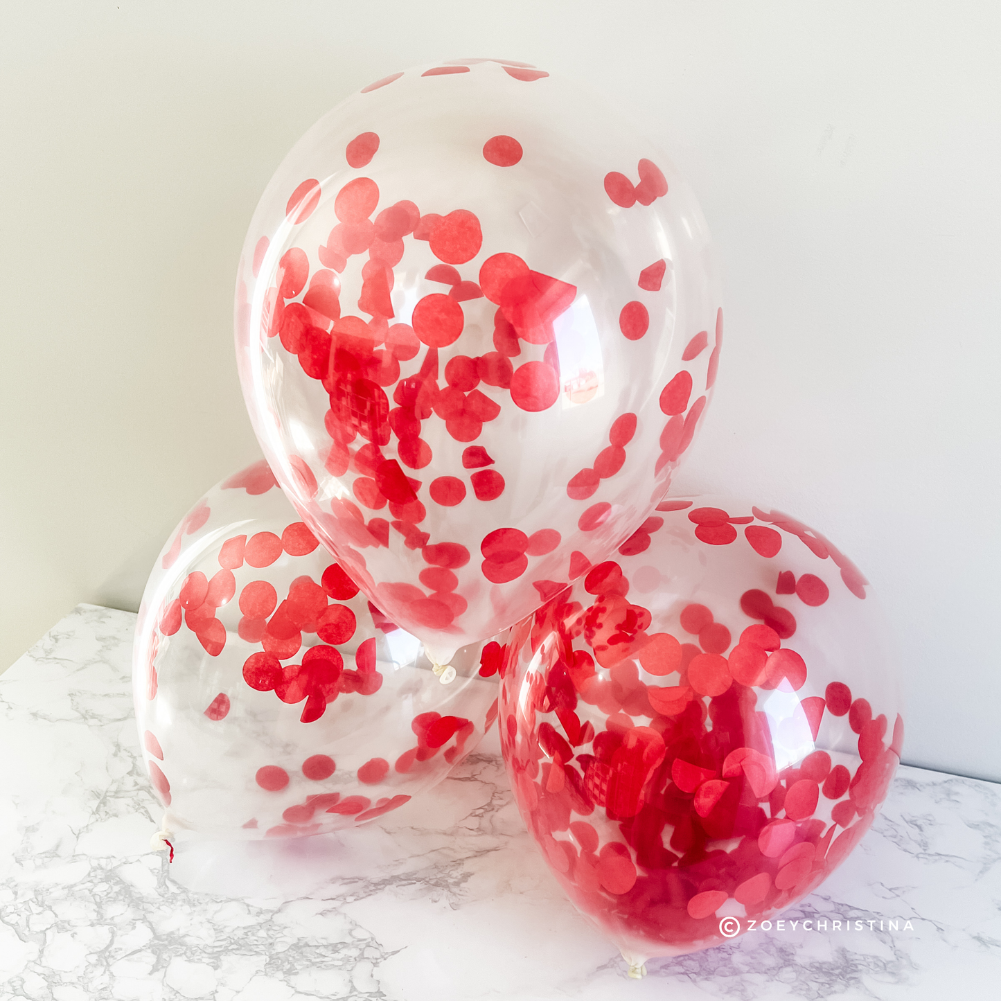 Red Confetti Filled Latex Balloon - 5pk