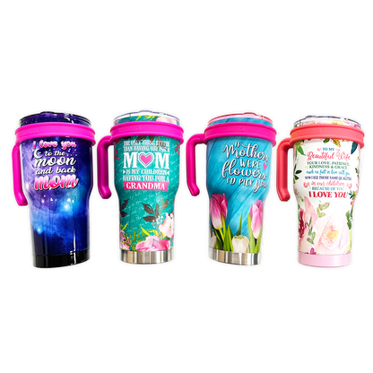 Insulated 30 oz Cup with Handle Mom Theme