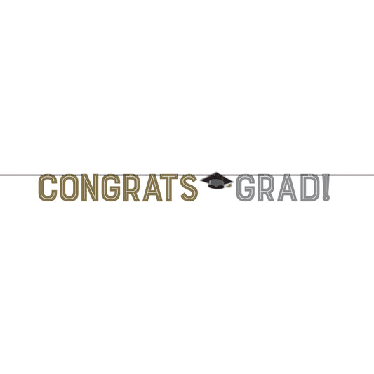 Grad Glamor Shaped Banner with ribbon, 1/Pkg