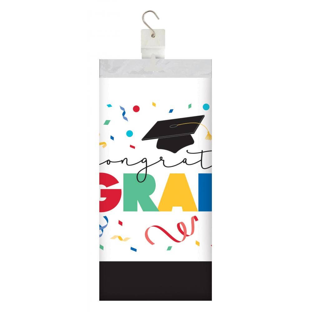 Grad Cap Toss Paper Tablecover, 54" x 102", 1/Pkg