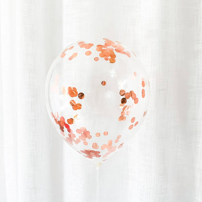 Rose Gold Confetti Filled Latex Balloon, 5pk