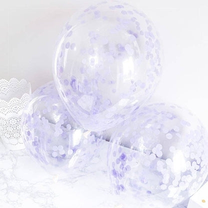 Lavendar Confetti Filled Latex Balloon 5pk