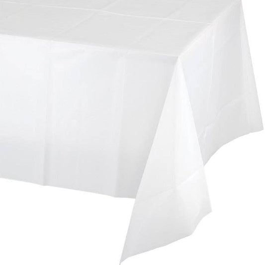 White Plastic Table Covers 54 inch x 108 inch, 1/Pkg