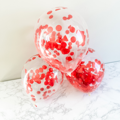 Red Confetti Filled Latex Balloon - 5pk