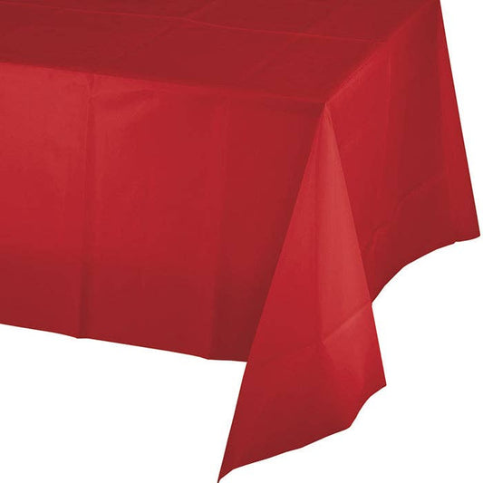 Classic Red Value Friendly Plastic Table Cover, 1/Pkg