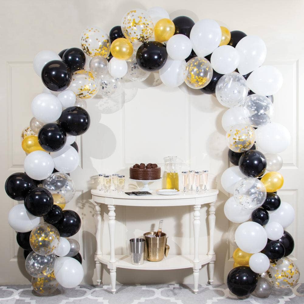 Black and White and Gold Balloon Arch Kit