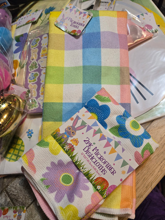 Easter Microfiber Towel & Dishcloths Set